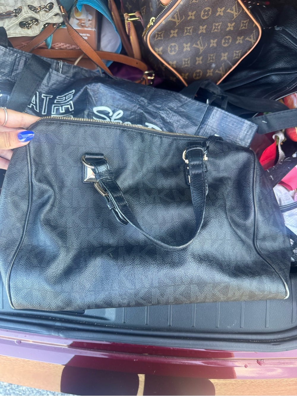 Black Leather-look Men's Carry Bag